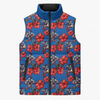 Newcastle Knights Sleeveless Puffer Jacket Tropical Hibiscus Floral Seamless Rugby Mascot