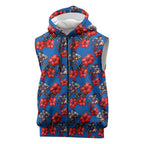 Newcastle Knights Sleeveless Zip Hoodie Tropical Hibiscus Floral Seamless Rugby Mascot