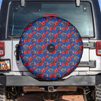 Newcastle Knights Spare Tire Cover Tropical Hibiscus Floral Seamless Rugby Mascot