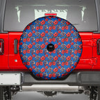 Newcastle Knights Spare Tire Cover Tropical Hibiscus Floral Seamless Rugby Mascot
