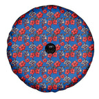 Newcastle Knights Spare Tire Cover Tropical Hibiscus Floral Seamless Rugby Mascot
