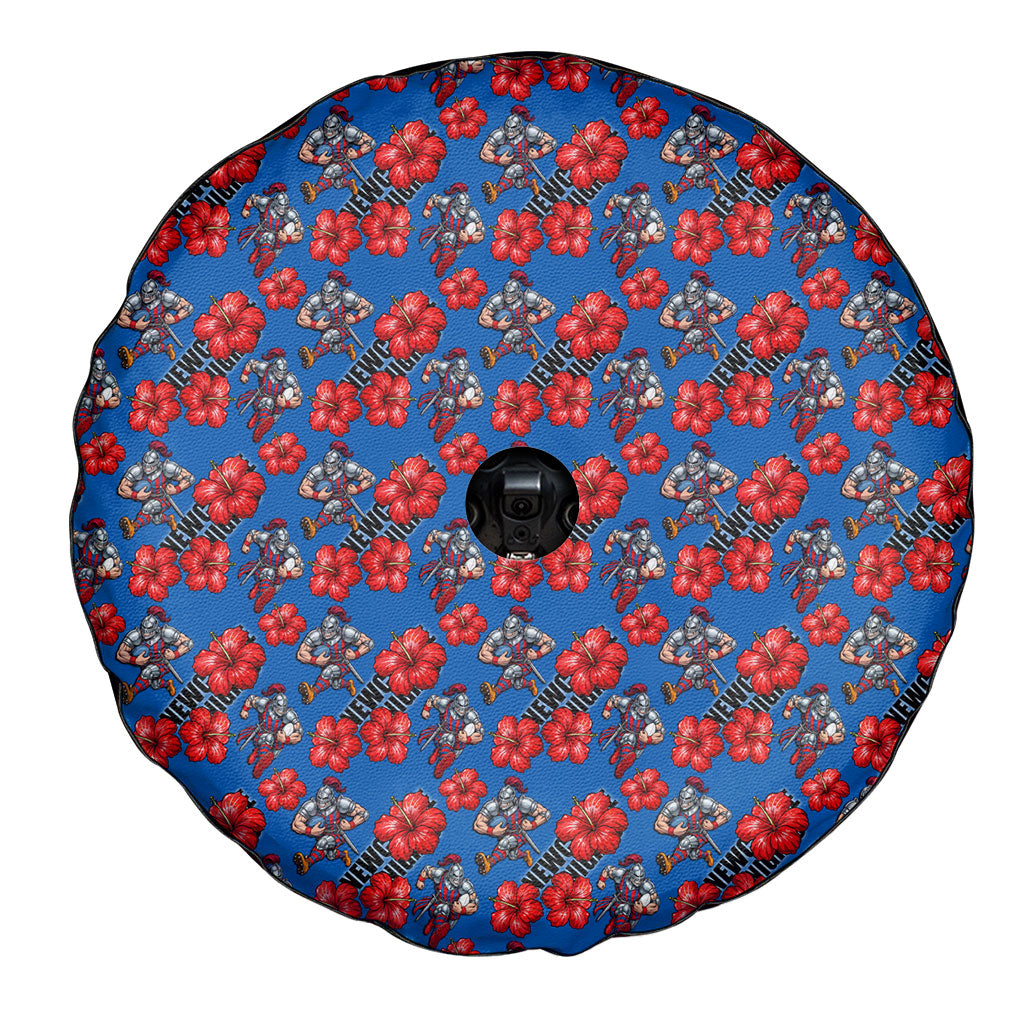 Newcastle Knights Spare Tire Cover Tropical Hibiscus Floral Seamless Rugby Mascot