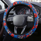 Newcastle Knights Steering Wheel Cover Tropical Hibiscus Floral Seamless Rugby Mascot