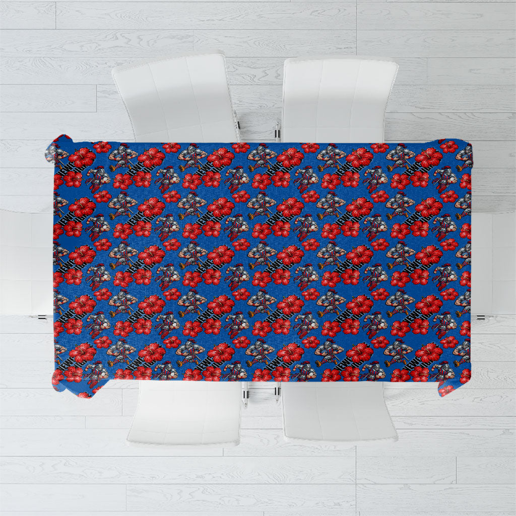Newcastle Knights Tablecloth Tropical Hibiscus Floral Seamless Rugby Mascot