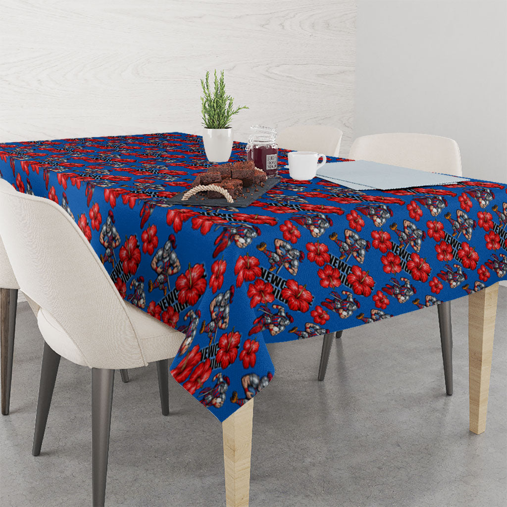 Newcastle Knights Tablecloth Tropical Hibiscus Floral Seamless Rugby Mascot