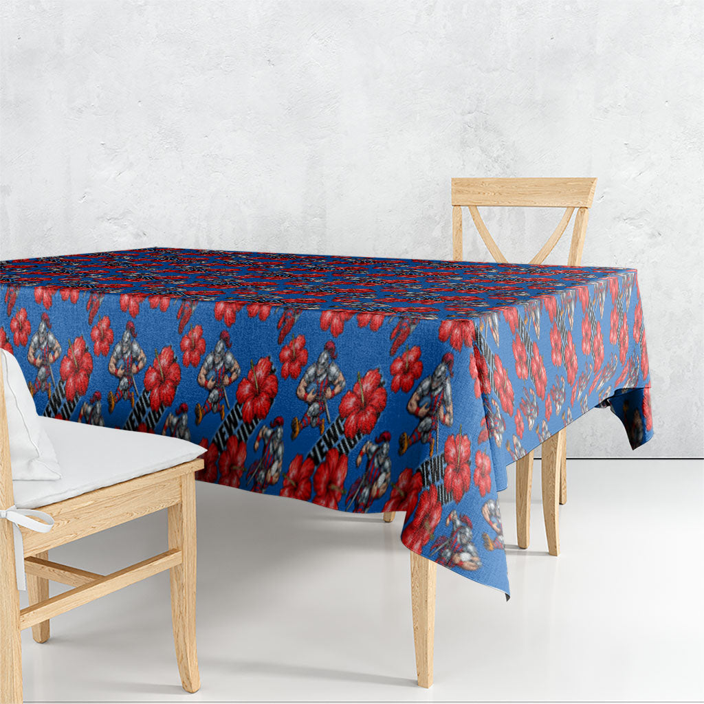 Newcastle Knights Tablecloth Tropical Hibiscus Floral Seamless Rugby Mascot