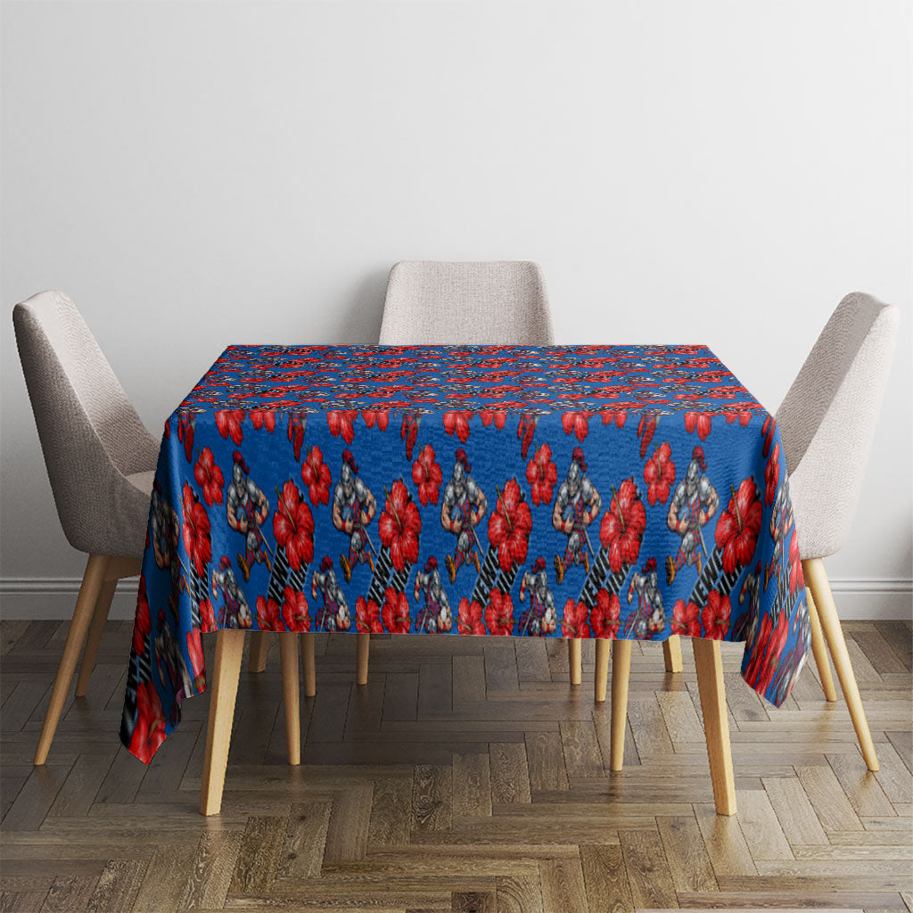 Newcastle Knights Tablecloth Tropical Hibiscus Floral Seamless Rugby Mascot