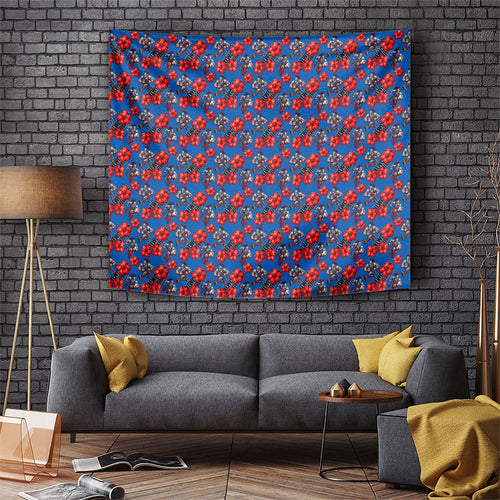 Newcastle Knights Tapestry Tropical Hibiscus Floral Seamless Rugby Mascot