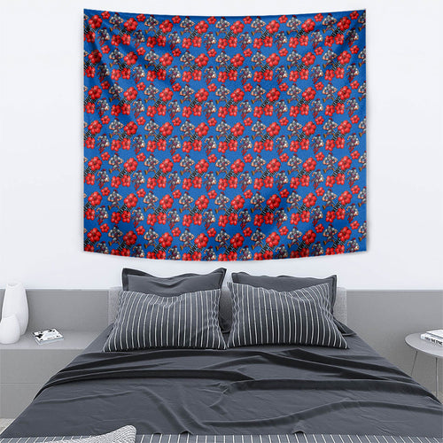 Newcastle Knights Tapestry Tropical Hibiscus Floral Seamless Rugby Mascot