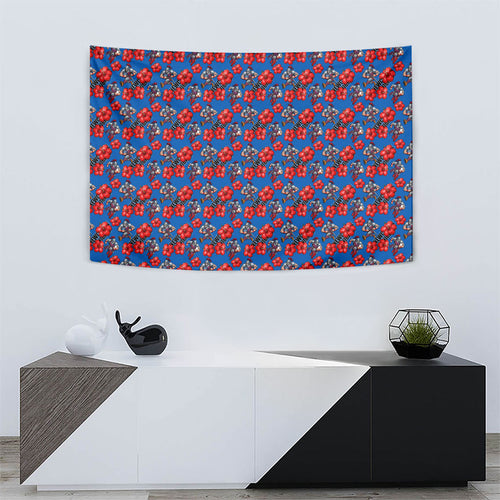 Newcastle Knights Tapestry Tropical Hibiscus Floral Seamless Rugby Mascot