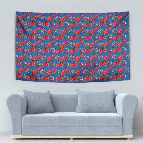 Newcastle Knights Tapestry Tropical Hibiscus Floral Seamless Rugby Mascot