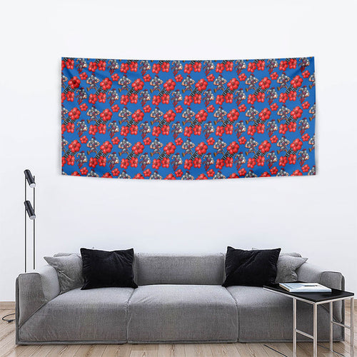 Newcastle Knights Tapestry Tropical Hibiscus Floral Seamless Rugby Mascot