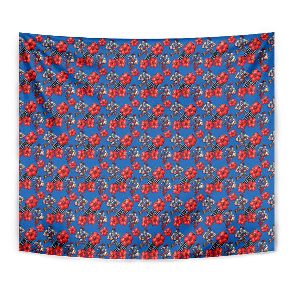 Newcastle Knights Tapestry Tropical Hibiscus Floral Seamless Rugby Mascot