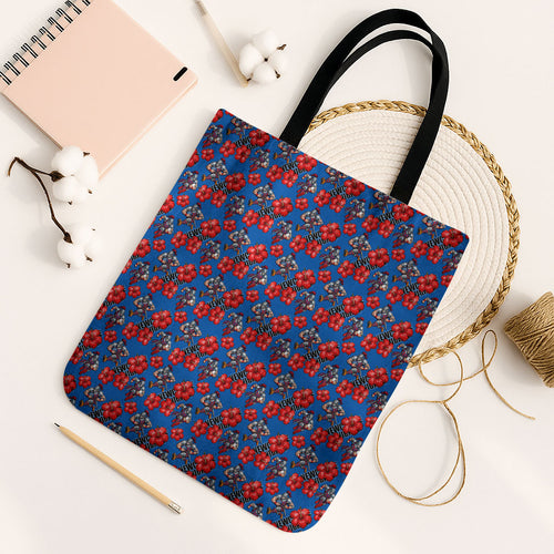 Newcastle Knights Tote Bag Tropical Hibiscus Floral Seamless Rugby Mascot