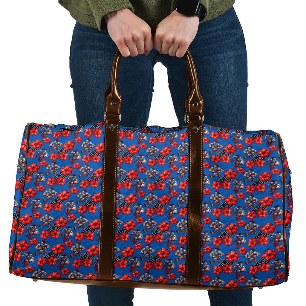 Newcastle Knights Travel Bag Tropical Hibiscus Floral Seamless Rugby Mascot