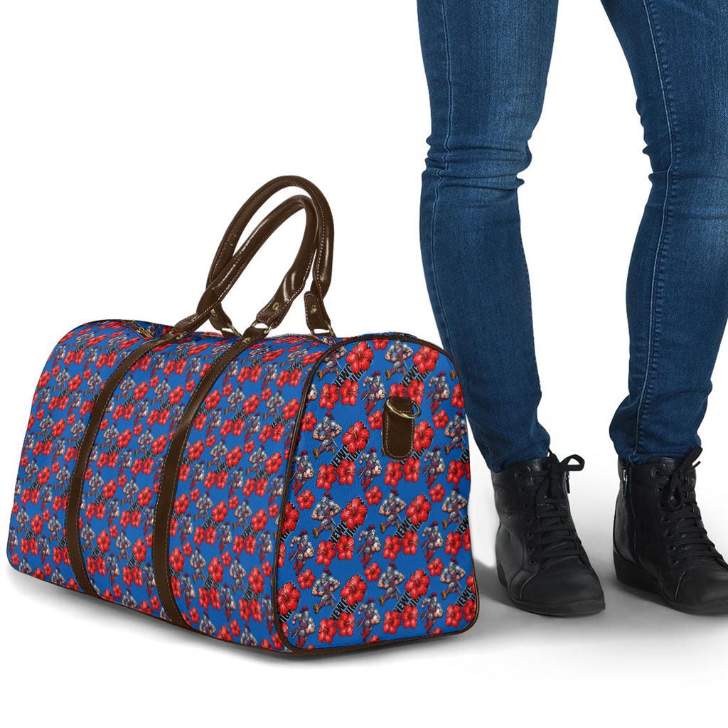 Newcastle Knights Travel Bag Tropical Hibiscus Floral Seamless Rugby Mascot