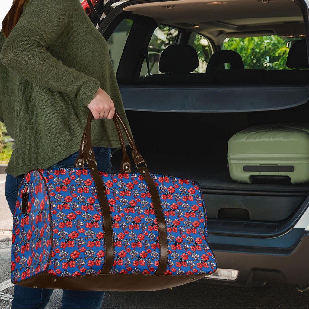 Newcastle Knights Travel Bag Tropical Hibiscus Floral Seamless Rugby Mascot