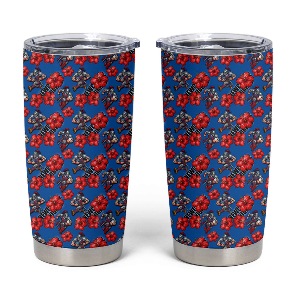 Newcastle Knights Tumbler Cup Tropical Hibiscus Floral Seamless Rugby Mascot