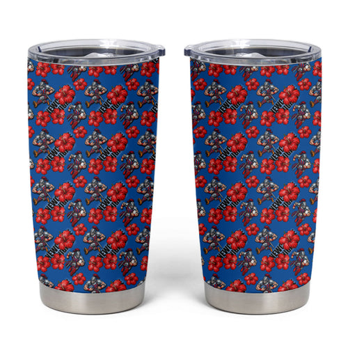 Newcastle Knights Tumbler Cup Tropical Hibiscus Floral Seamless Rugby Mascot
