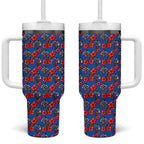 Newcastle Knights Tumbler With Handle Tropical Hibiscus Floral Seamless Rugby Mascot