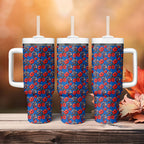 Newcastle Knights Tumbler With Handle Tropical Hibiscus Floral Seamless Rugby Mascot