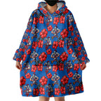 Newcastle Knights Wearable Blanket Hoodie Tropical Hibiscus Floral Seamless Rugby Mascot