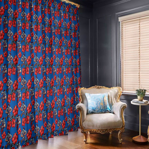 Newcastle Knights Window Curtain Tropical Hibiscus Floral Seamless Rugby Mascot