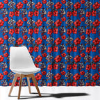 Newcastle Knights Window Curtain Tropical Hibiscus Floral Seamless Rugby Mascot