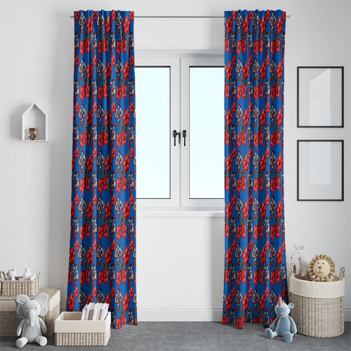 Newcastle Knights Window Curtain Tropical Hibiscus Floral Seamless Rugby Mascot