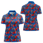 Newcastle Knights Women Polo Shirt Tropical Hibiscus Floral Seamless Rugby Mascot
