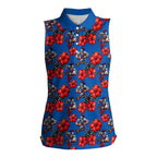 Newcastle Knights Women Sleeveless Polo Shirt Tropical Hibiscus Floral Seamless Rugby Mascot