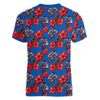 Newcastle Knights Women V-Neck T-Shirt Tropical Hibiscus Floral Seamless Rugby Mascot