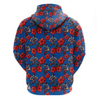 Newcastle Knights Zip Hoodie Tropical Hibiscus Floral Seamless Rugby Mascot