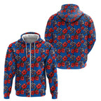 Newcastle Knights Zip Hoodie Tropical Hibiscus Floral Seamless Rugby Mascot