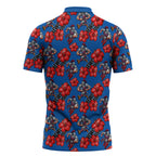 Newcastle Knights Zipper Polo Shirt Tropical Hibiscus Floral Seamless Rugby Mascot