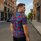 Newcastle Knights Zipper Polo Shirt Tropical Hibiscus Floral Seamless Rugby Mascot