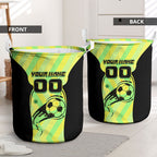 Personalised Matildas Laundry Basket Running Kangaroo Soccer Player Chevron Lines