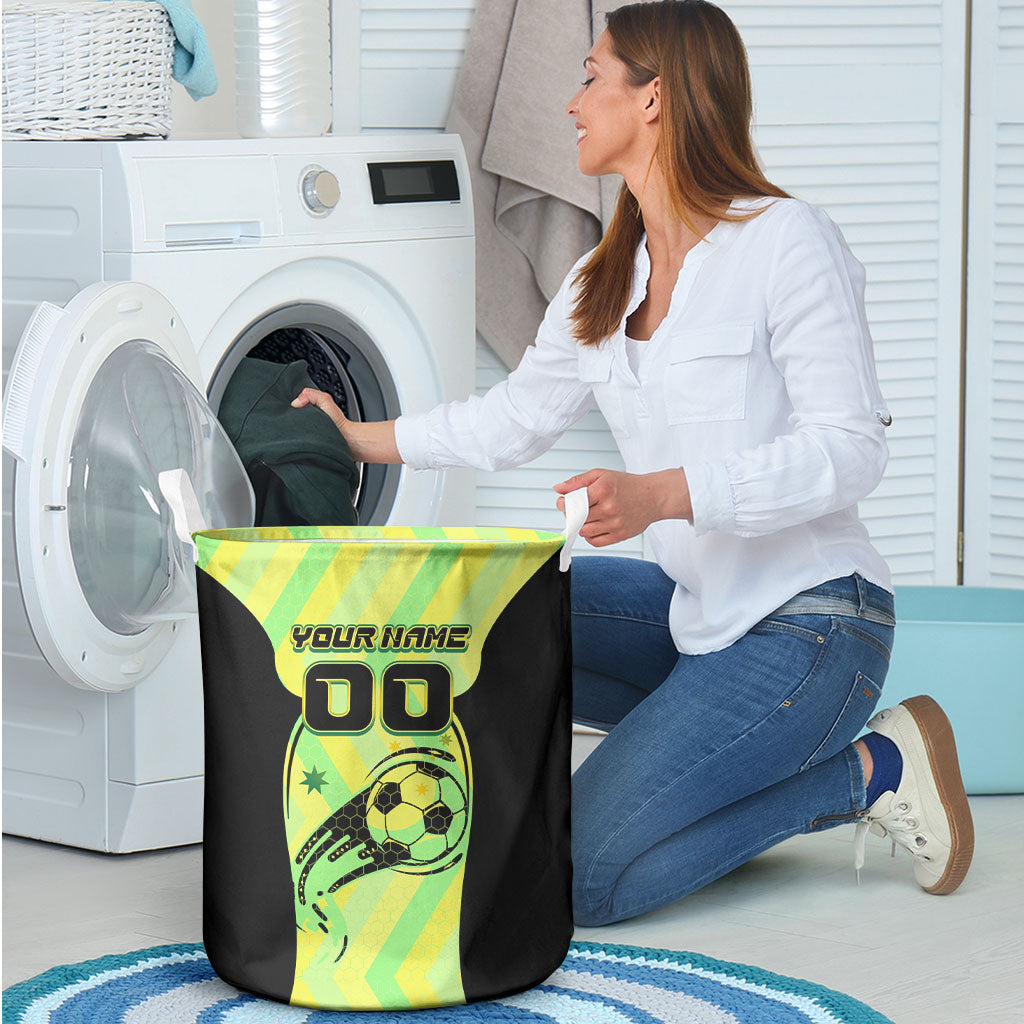 Personalised Matildas Laundry Basket Running Kangaroo Soccer Player Chevron Lines