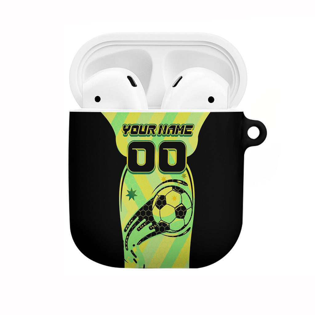 Personalised Matildas AirPods Case Running Kangaroo Soccer Player Chevron Lines
