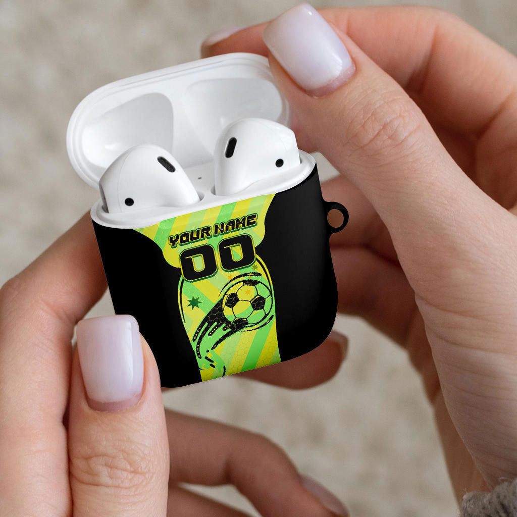 Personalised Matildas AirPods Case Running Kangaroo Soccer Player Chevron Lines