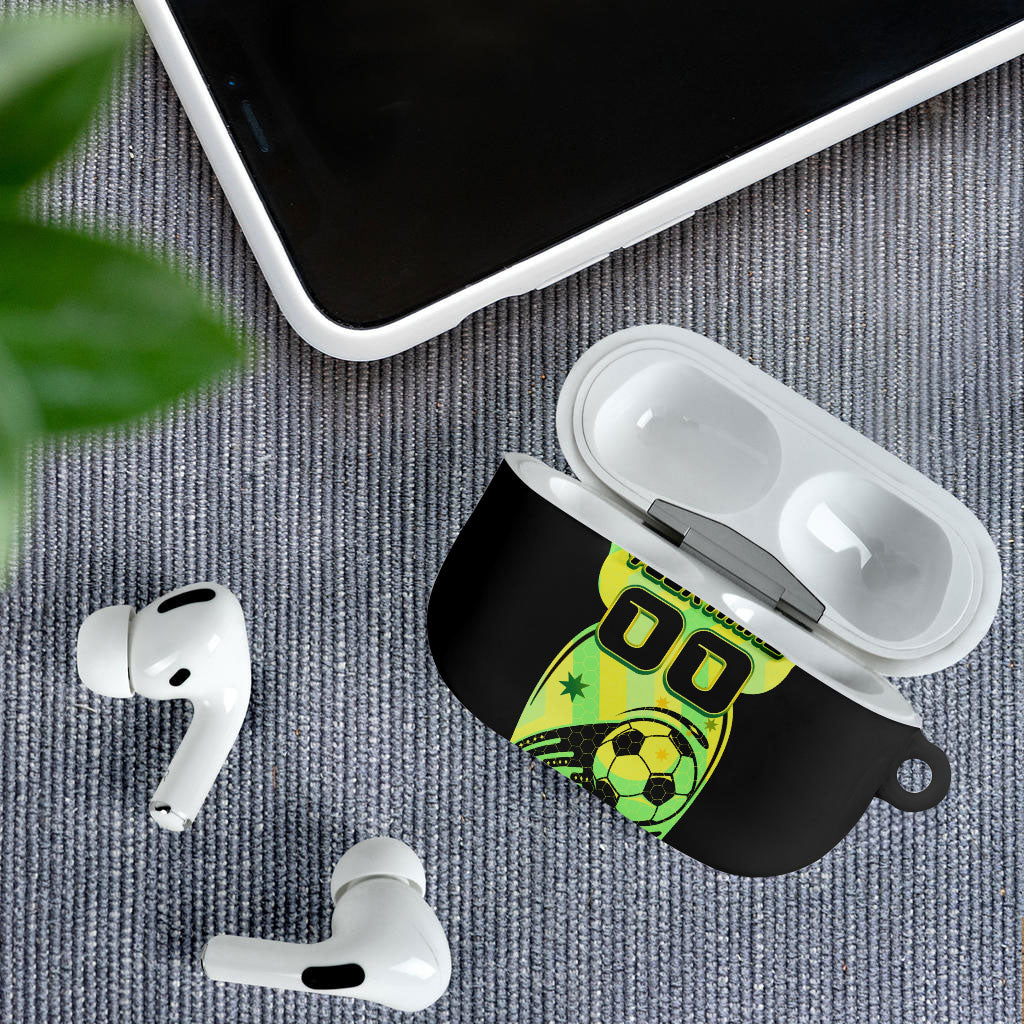 Personalised Matildas AirPods Case Running Kangaroo Soccer Player Chevron Lines