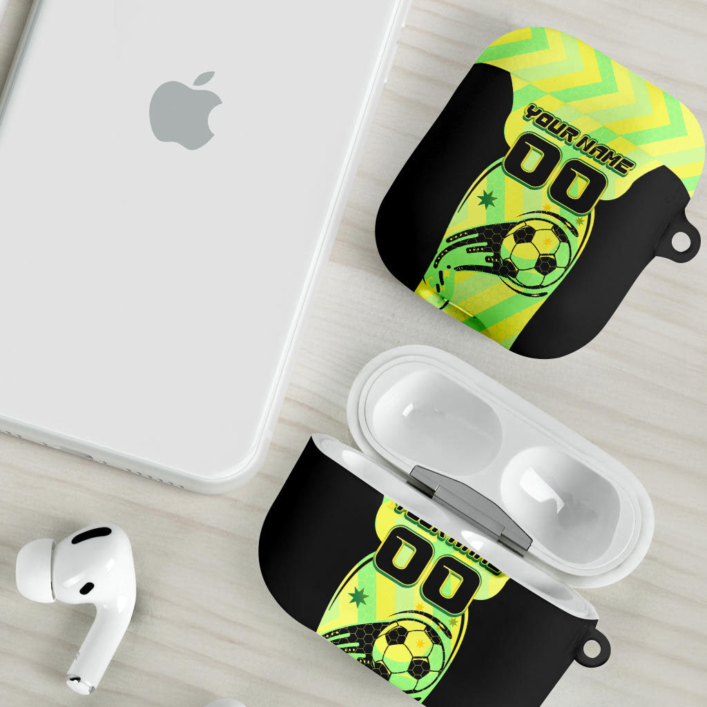 Personalised Matildas AirPods Case Running Kangaroo Soccer Player Chevron Lines