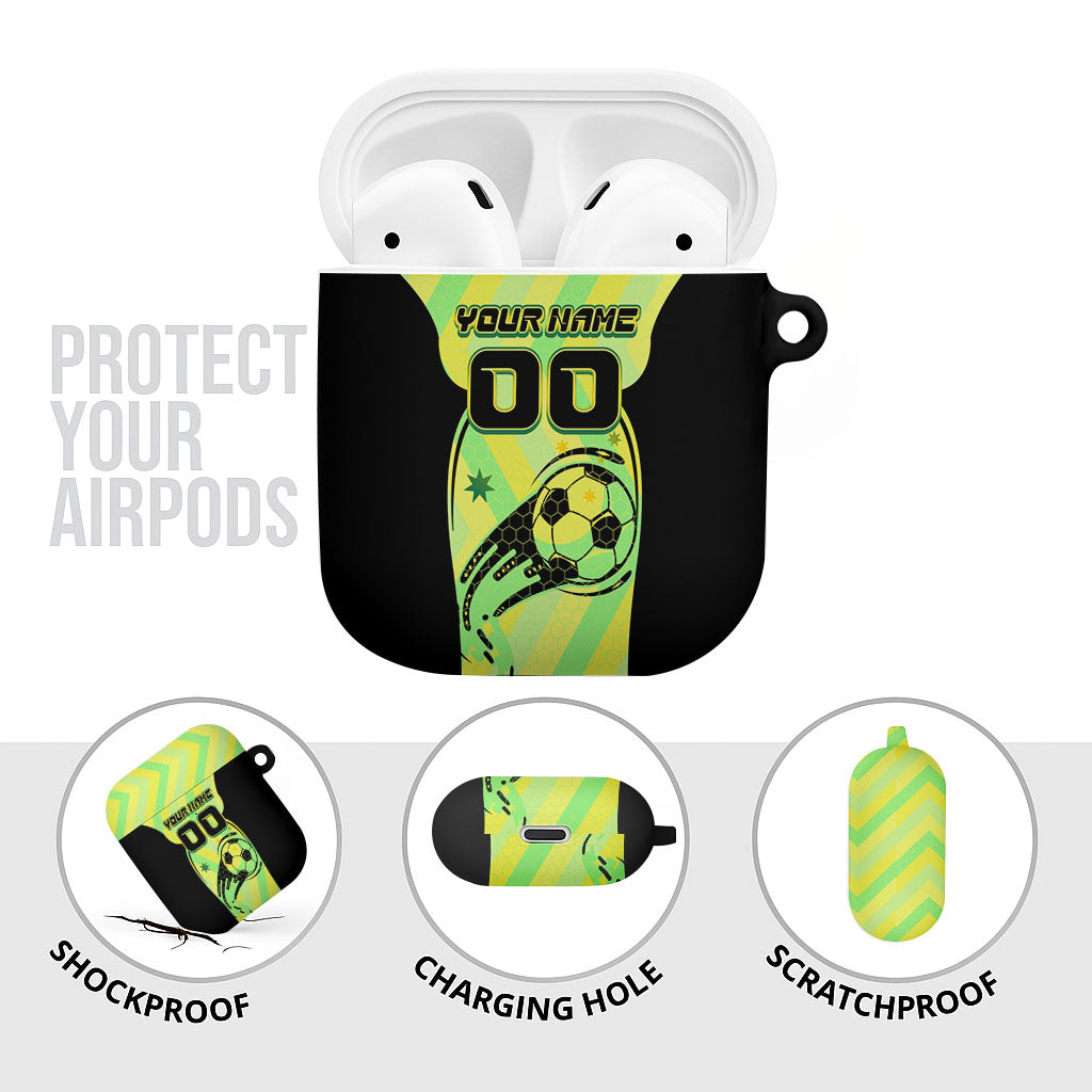 Personalised Matildas AirPods Case Running Kangaroo Soccer Player Chevron Lines