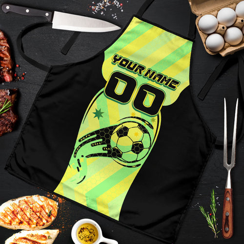 Personalised Matildas Apron Running Kangaroo Soccer Player Chevron Lines