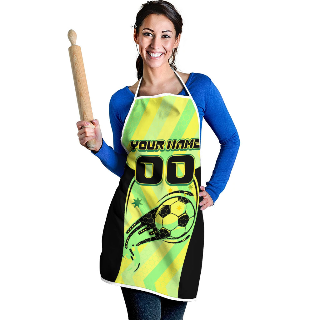 Personalised Matildas Apron Running Kangaroo Soccer Player Chevron Lines