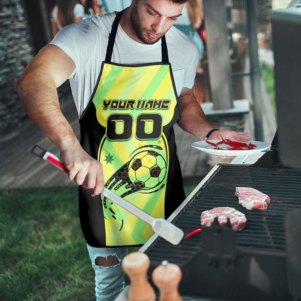 Personalised Matildas Apron Running Kangaroo Soccer Player Chevron Lines