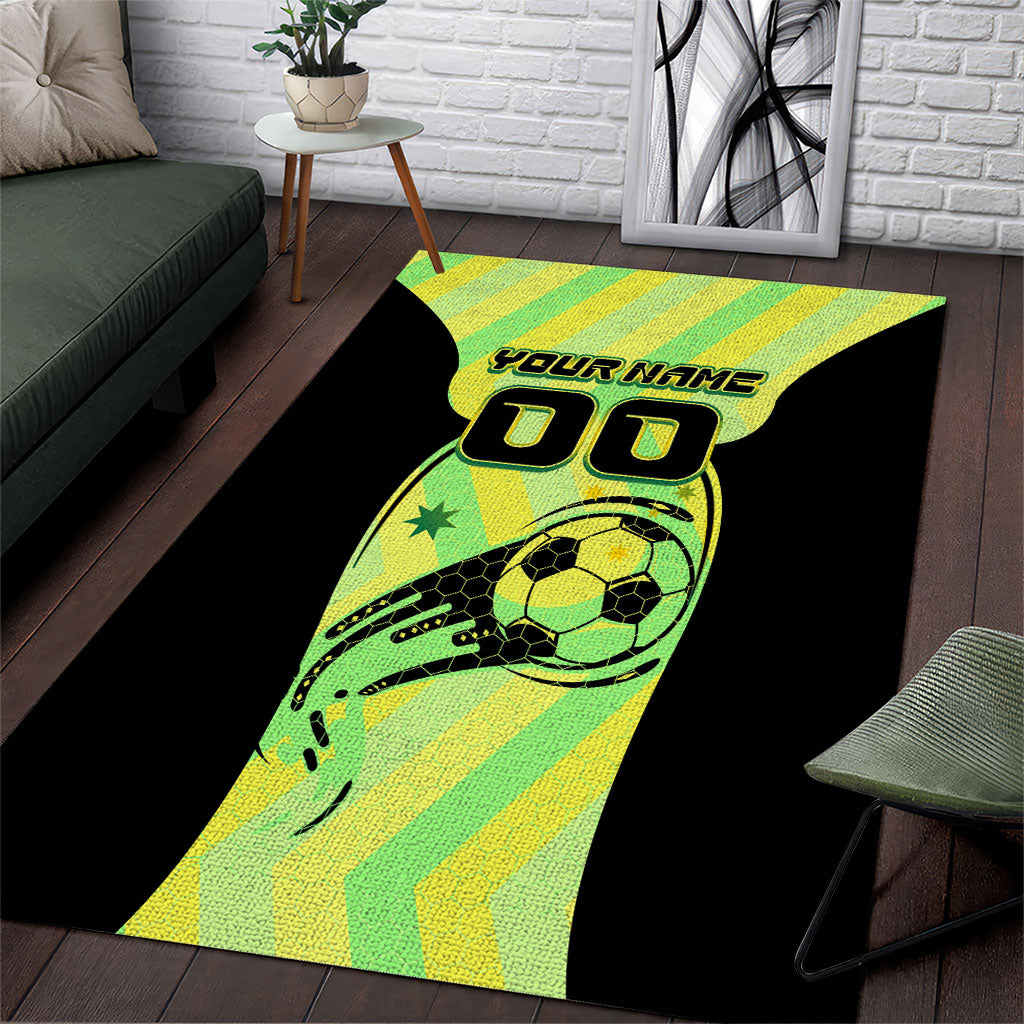 Personalised Matildas Area Rug Running Kangaroo Soccer Player Chevron Lines