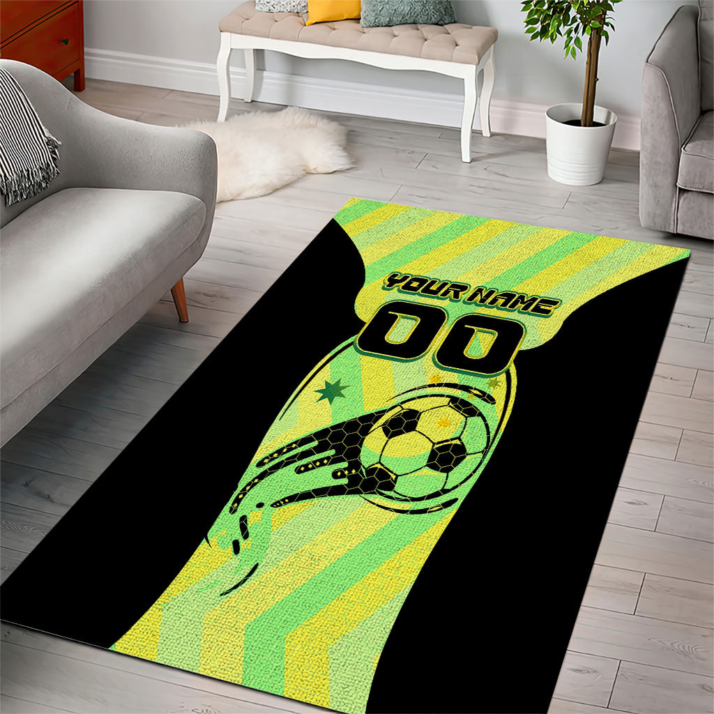 Personalised Matildas Area Rug Running Kangaroo Soccer Player Chevron Lines