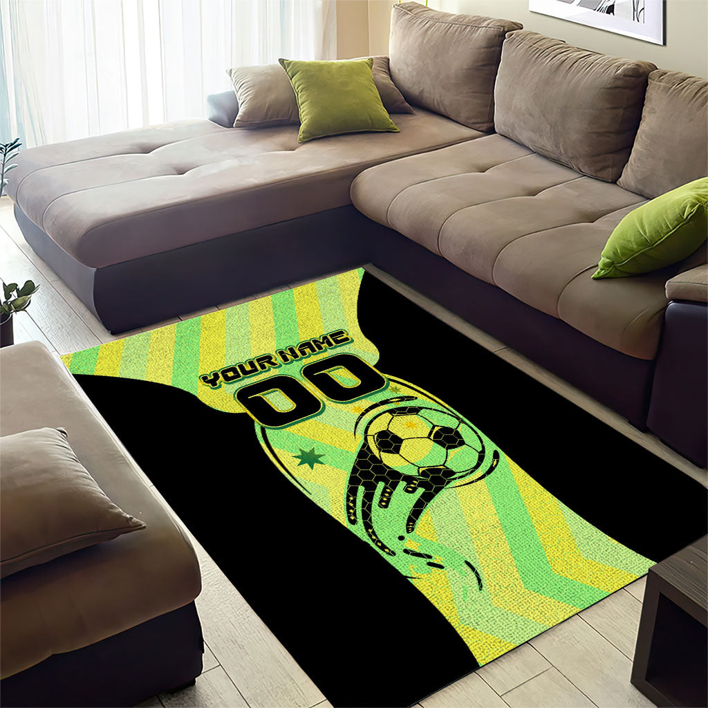Personalised Matildas Area Rug Running Kangaroo Soccer Player Chevron Lines