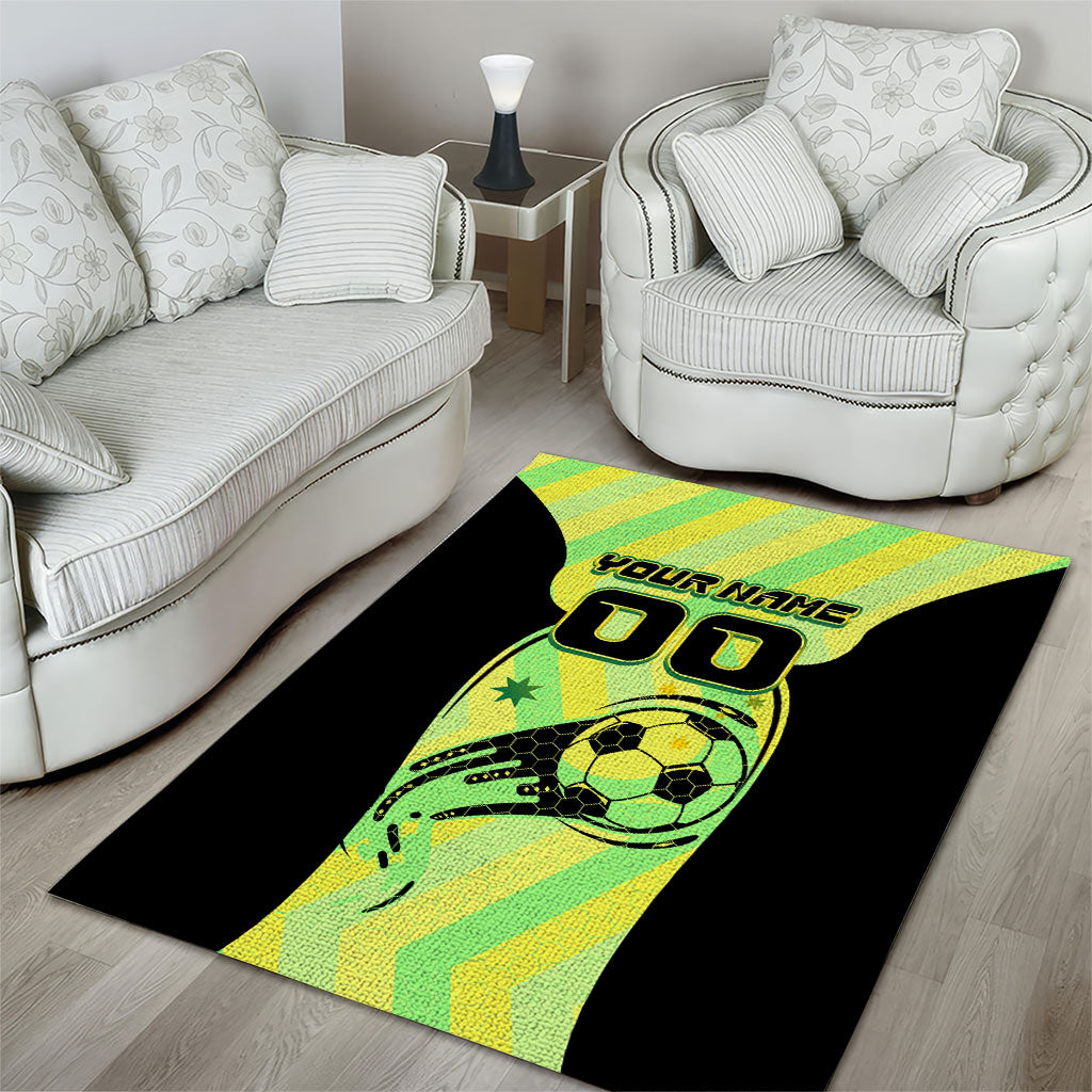 Personalised Matildas Area Rug Running Kangaroo Soccer Player Chevron Lines